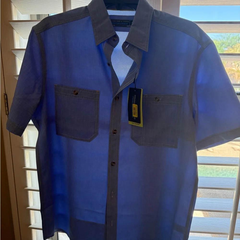Roundtree & Yorke Light Blue Casual Button Down Shirt - Picture 3 of 4